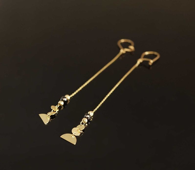 Złoto 585-złote kolczyki wiszące celebrytki