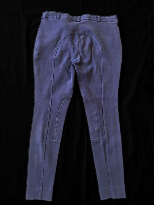 Materiałowe bryczesy L 40 z lejem damskie do jazdy konnej granatowe