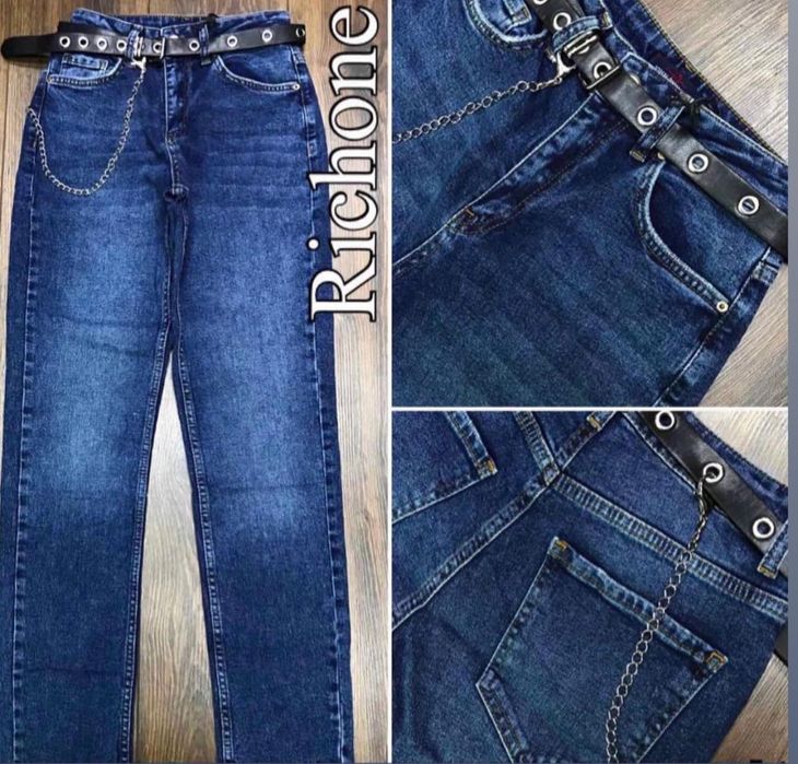 Женские синие, серые, черные, джинсы Мом