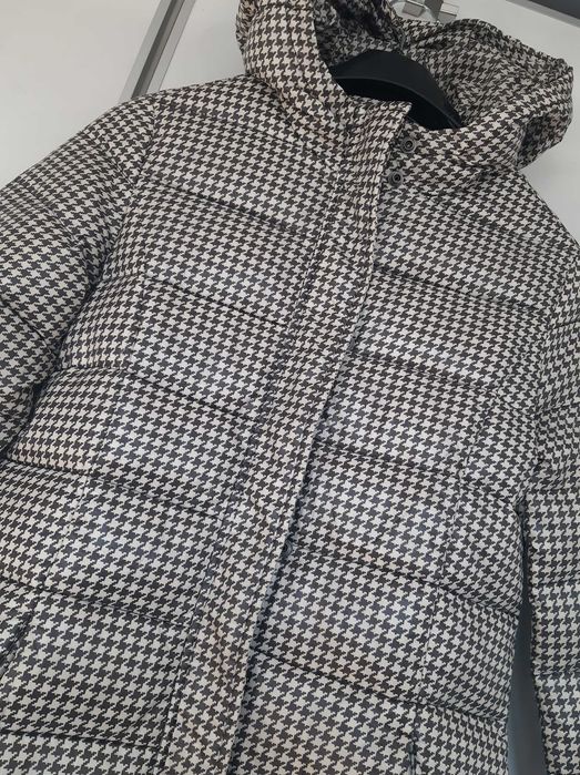 Benetton puchowy płaszcz zimowy pepitka 10-11 lat