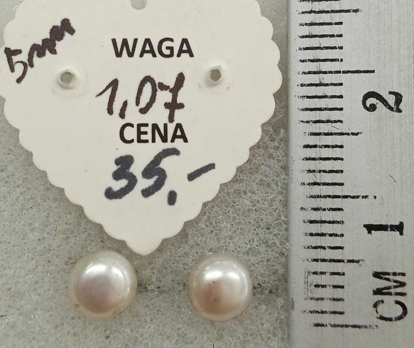 Kolczyki perła naturalna 5mm Srebro 925 NOWE sztyfty