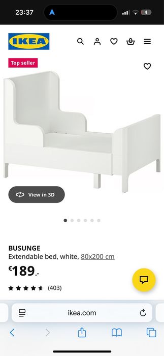 Cama infantil extensível BUSUNGE com colchão ÖMSINT — 80x200 cm