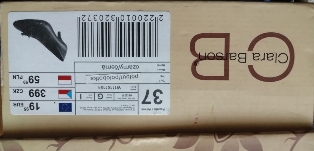 Czółenka r. 37 czarne wys obcasa 6 cm wkl 24cm