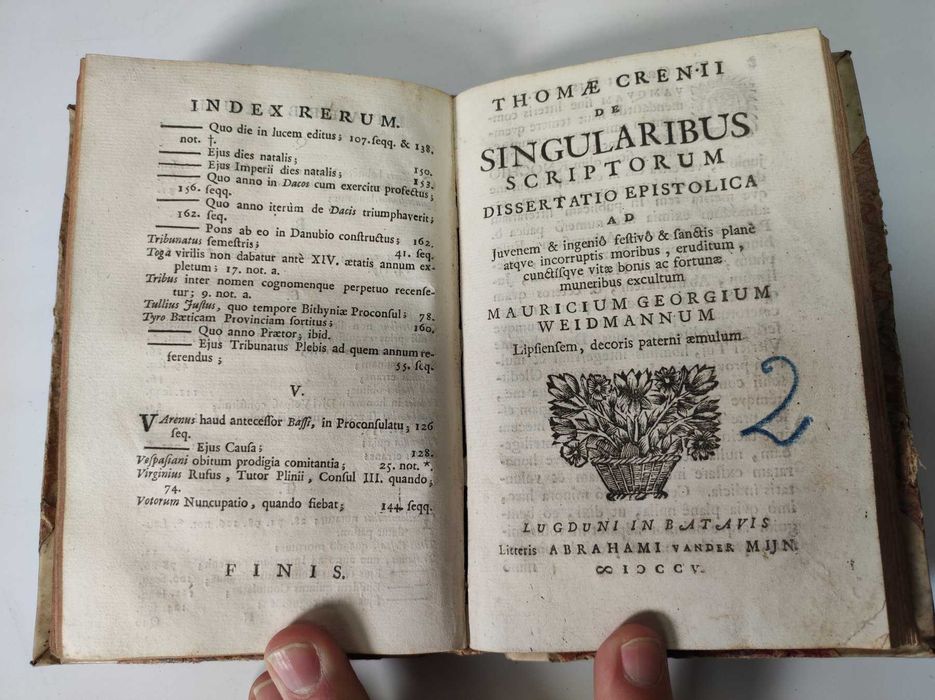 Valioso livro ilustrado com duas obras de Masson e Crenius. 1705/1709.