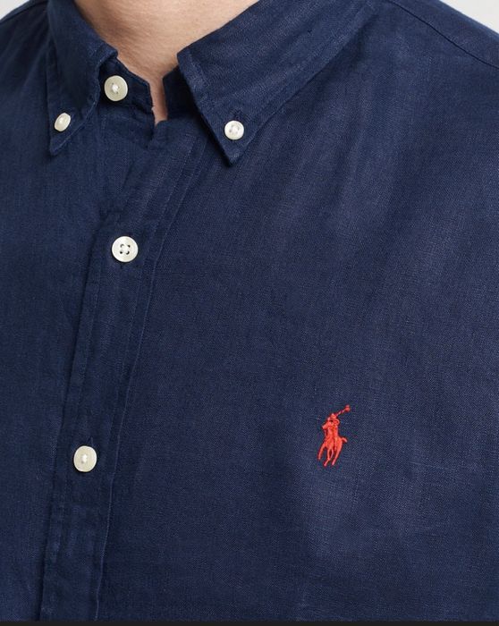 Хлопковая рубашка Polo Ralph Lauren мужская цвет синий regular