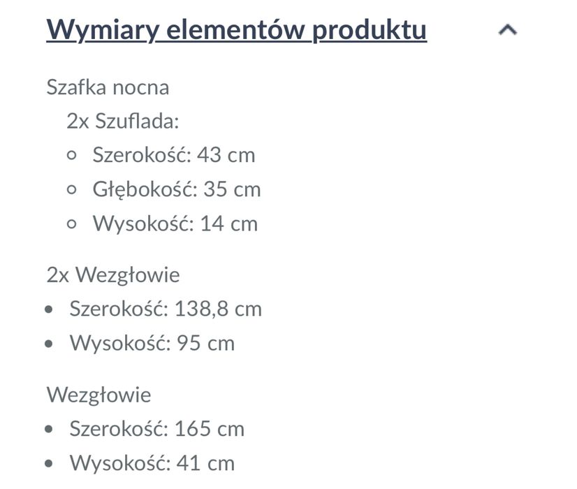 Łóżko 160 z szafkami nocnymi Kassel