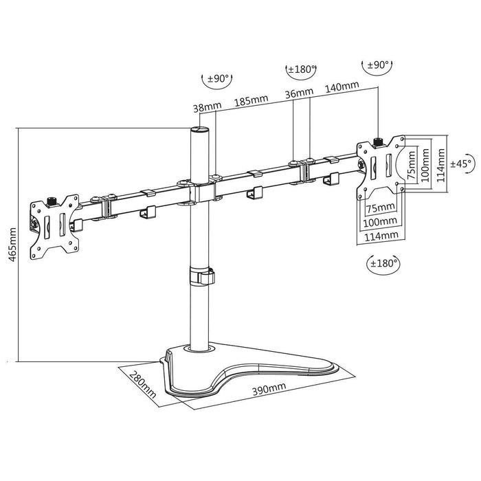 Suporte Monitor Ewent EW1536 Desk Stand 2 Monitores 32" + Extra