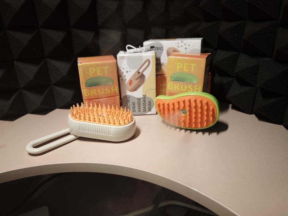 Парова щітка масажер спрей 3 в 1 для вичісування собак та котів