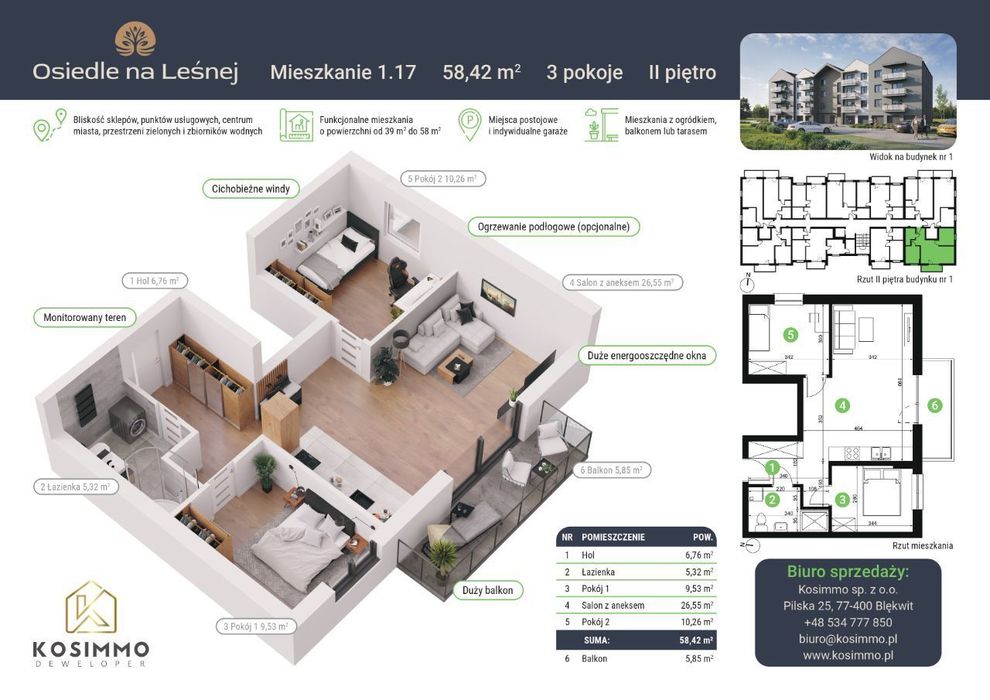 Nowa inwestycja - 3 pokoje, 2 piętro z balkonem