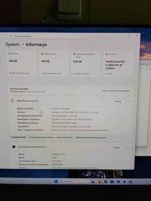 Komputer ZESTAW HP EliteOne 800 G3 All in One i osprzęt Logitch