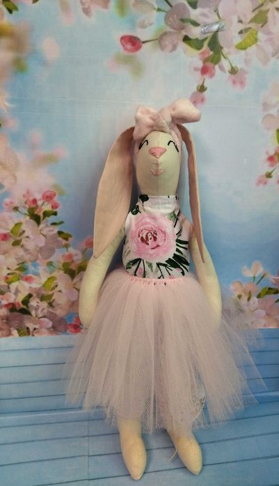 Królik tilda szyty bawełna baletnica tiul