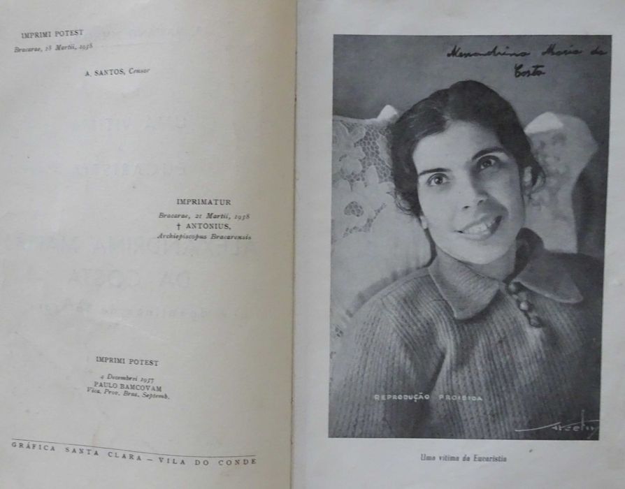 Alexandrina Maria da Costa - A Doentinha de Balasar (Uma Vitima da Eucaristia) - 1º Edição 1958