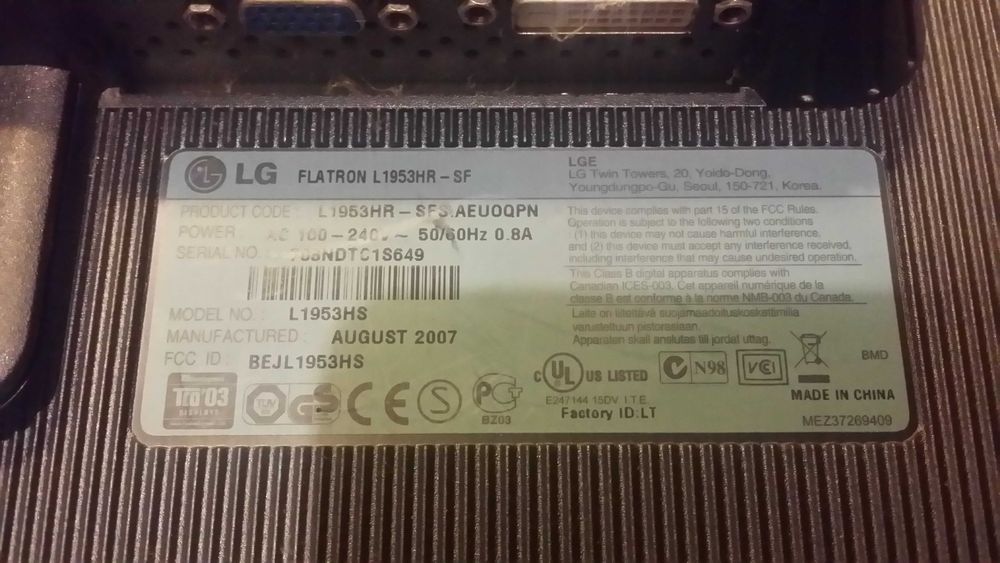 monitor 19' Flatron LG L1953HR