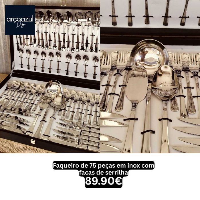 Faqueiro de 48 Peças de Inox Riga By Arcoazul