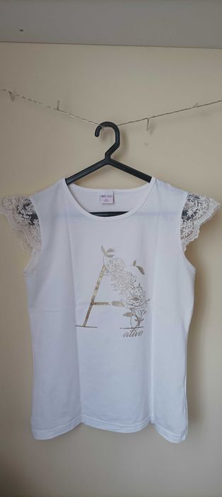 T-shirt branca com estampa dourada Ativo 14 anos