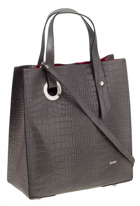 stylowy, prostokątny shopper damski ze skóry naturalnej - rovicky