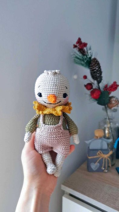 Bałwanek na szydełku, bałwan, maskotka przytulanka handmade