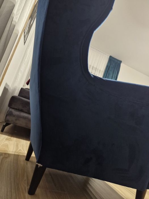 Fotel uszak welurowy velvet granat