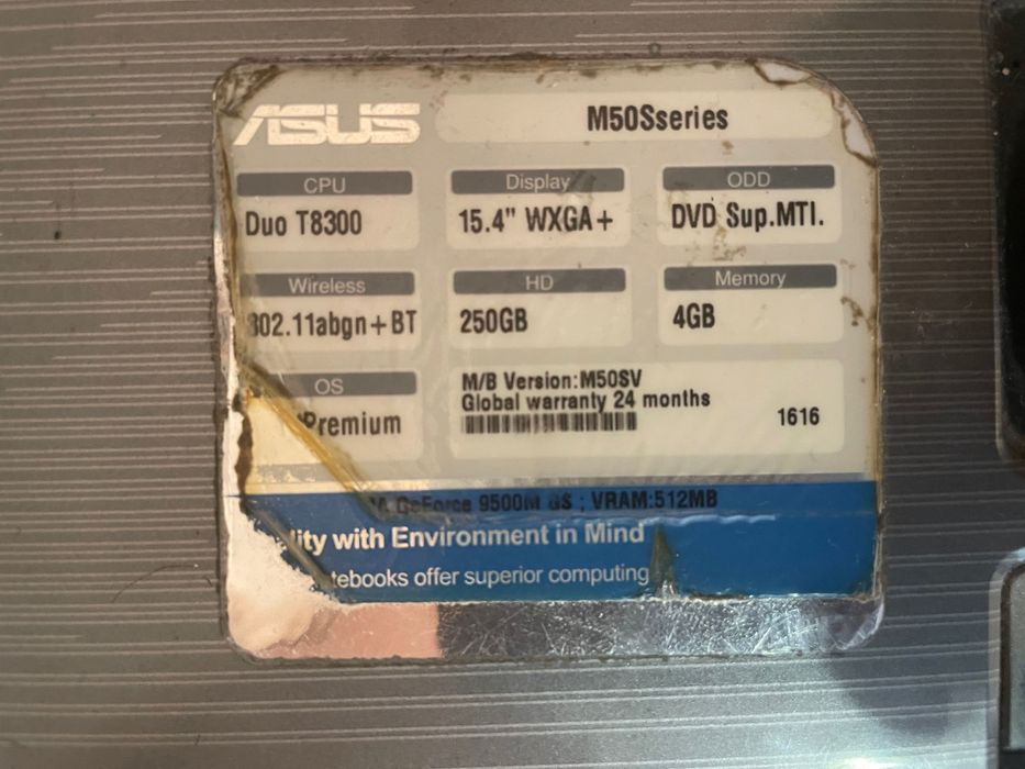 Ноутбук Asus M50 sv: 1 200 грн. - Ноутбуки Днепр на Olx