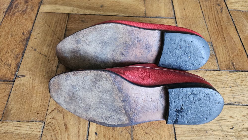 Skórzane buty retro Mondi Musling 39 / 40 wąskie - Czerwone Oksfordki