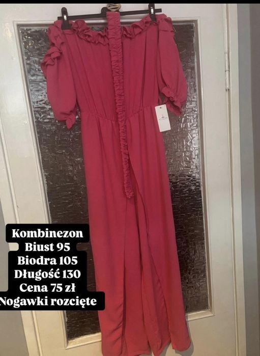 Różowy kombinezon długi biust 95