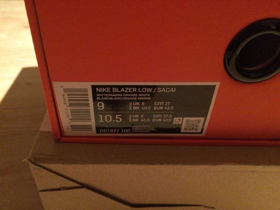 NOWE Nike Blazer Low Sacai Orange r.42,5 (9 US)