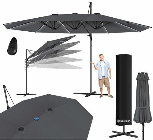 Parasol KESSER Podwójny szary 460 x 270 cm  bardzo duży
