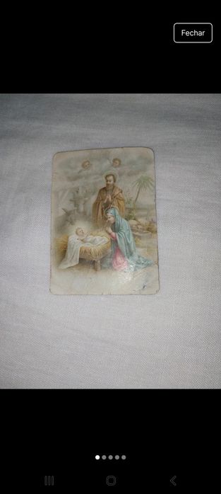 Santinho de Natal com S. José,  a Virgem e o menino, de 1906