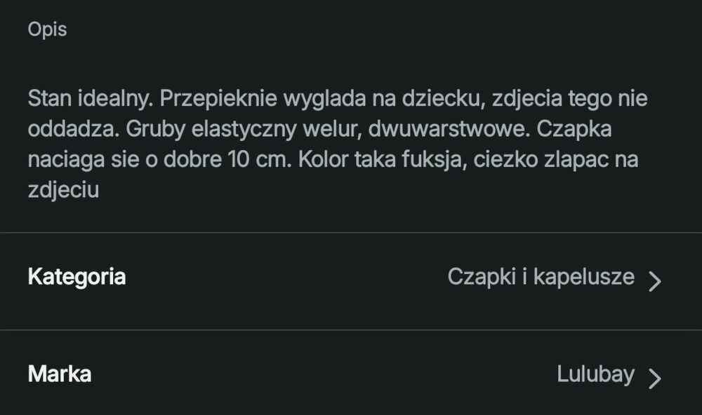 Czapka i hustka dziewczeca dziecieca  welur ciepla jesien