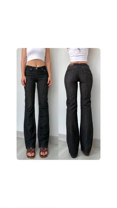 Джинсы черные серые низкая средняя талия посадка 36 s flared прямые bootcut клеш винтаж vintage 2000ые y2k