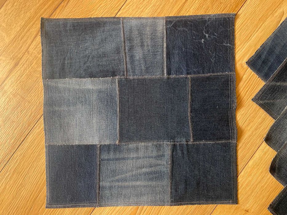 Komplet obrusik + 6 serwetek dżins niebieski Handmade 50zł