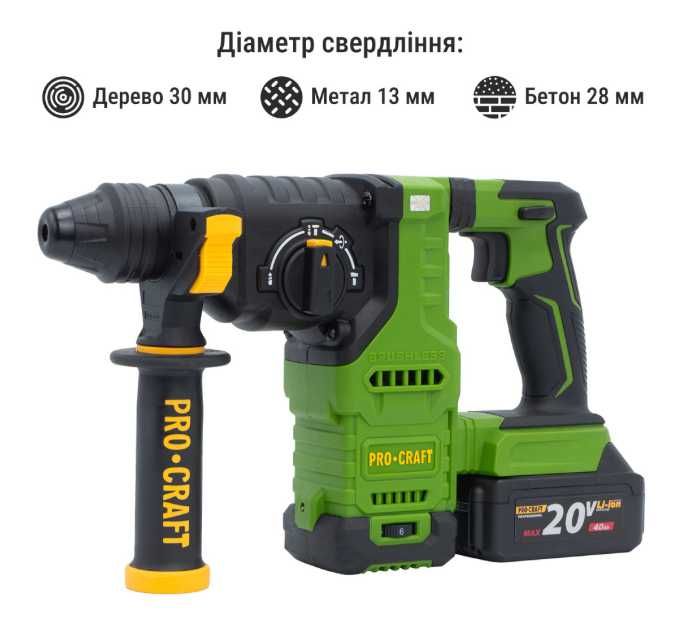 Акумуляторний перфоратор (без АКБ та ЗП) Procraft PHA30