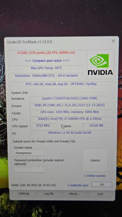 Dell Precision 5550 15.6" IPS i7-10850H 16GB 256GB nVidia Quadro T1000 4 GB GDDR5,