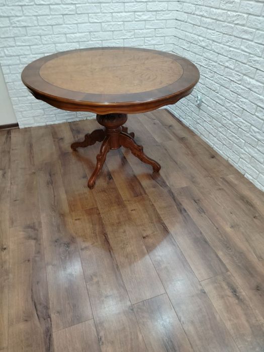 Stol 120 / 160 cm rozkładany drewniany okrągły antyczny