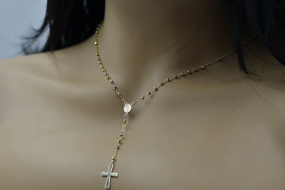 Złoty 14k 585 różaniec diament łańcuszek włoski rcc003ywr Wrocław