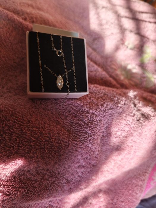 Підвіска з муассанітом 1КТна срібному(925)родійованому ланцюжку 40+5см