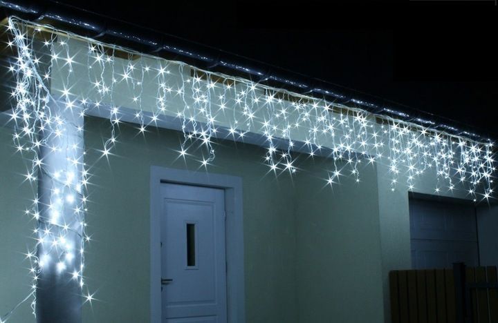 sople flash 500 led zewnętrzne białe zimne lampki +niebieski flash
