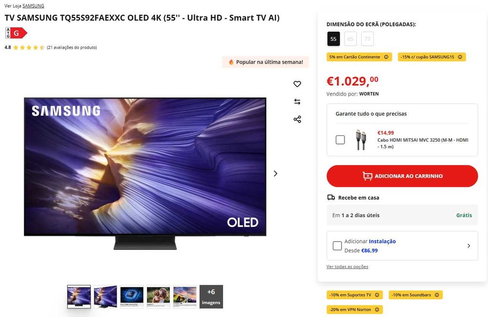 SELADA - Tv Samsung OLED 55" TQ55S92FAEXXC