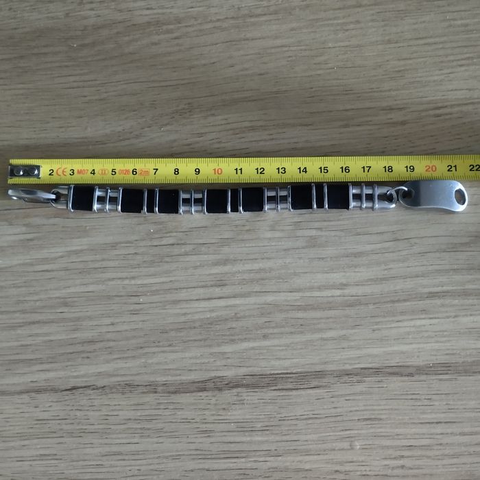 Bransoletka męska stal + kauczuk, 21.5 cm