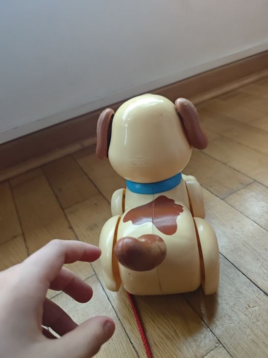 Zabawkowy pies na smyczy