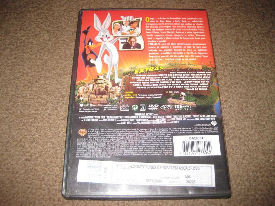 DVD "Looney Tunes: De Novo em Acção" com Brendan Fraser/Raro!64584817370113121