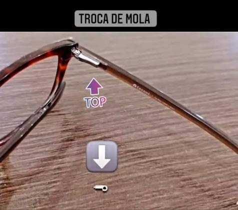 Reparo e reposição de molas de óculos.