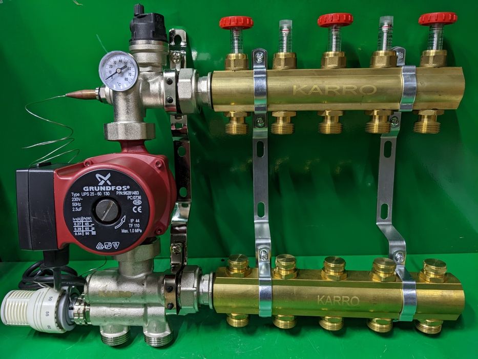 Італійський колектор , комплект теплої підлоги 5 контурів