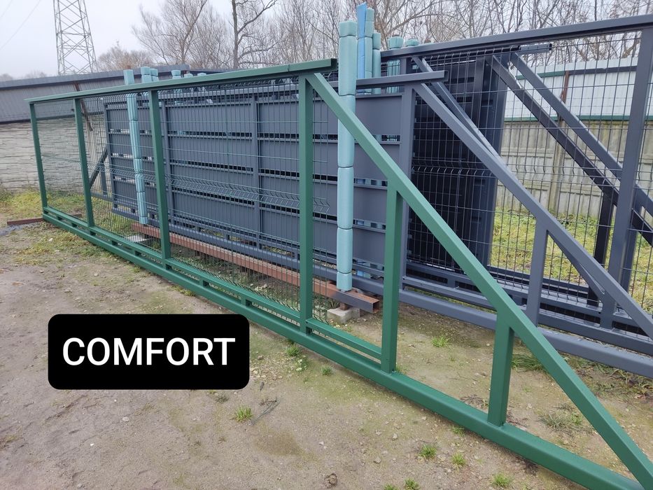 Brama przesuwna palisada pion 4m  Ocynk ogniowy+RAL, 5m, 6m