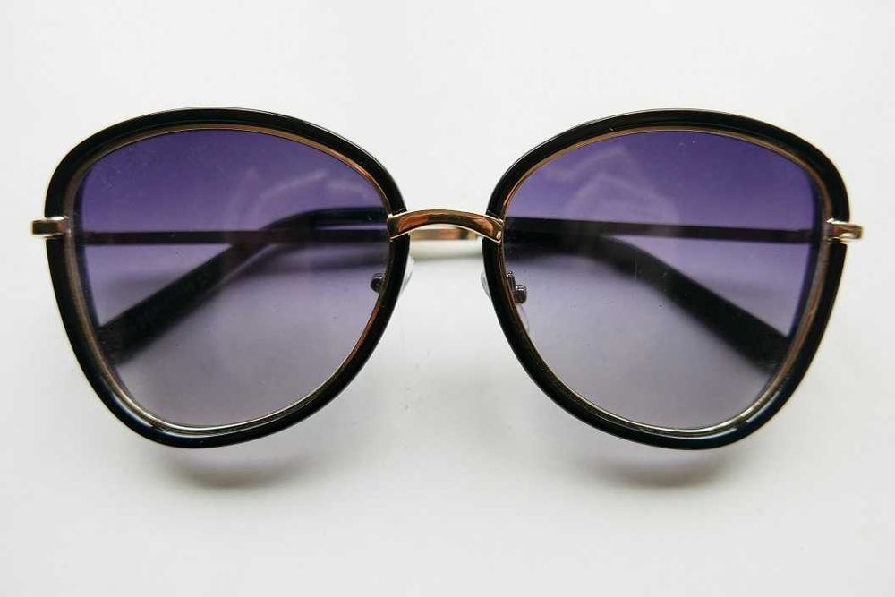 Okulary Przeciwsłoneczne Damskie Czarne + Złoto 400 uv Nowe