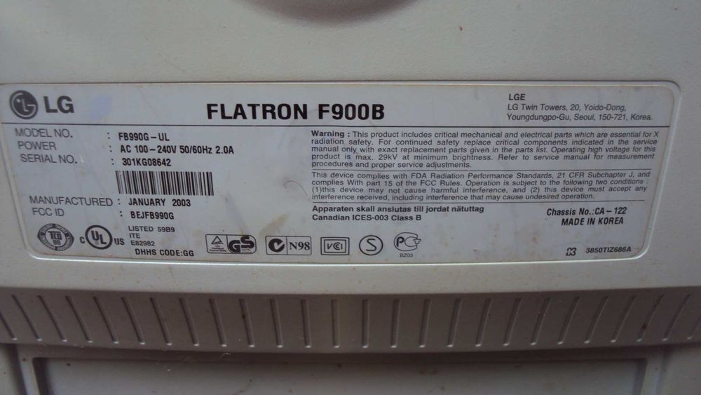 Монитор lg flatron f900b