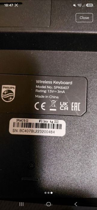 Teclado sem fios da Philips