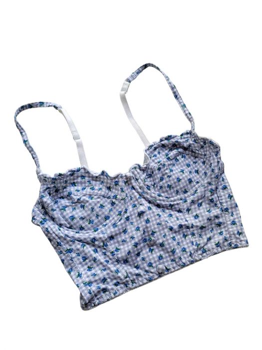 Croptop bralet biustonosz 34,XS na ramiączkach wzór w kwiatki