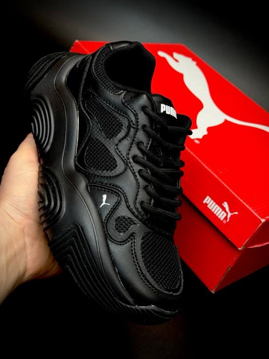 Весна 2026 / кожаные Puma / женские черные деми кроссовки/пума женские
