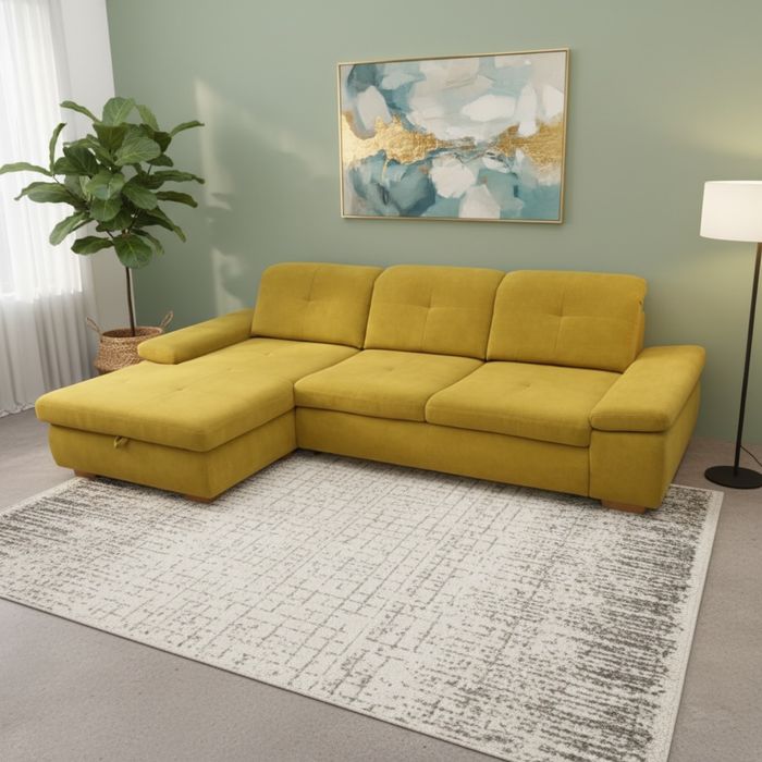 Nowoczesny narożnik relax z funkcją spania rozkładany transport